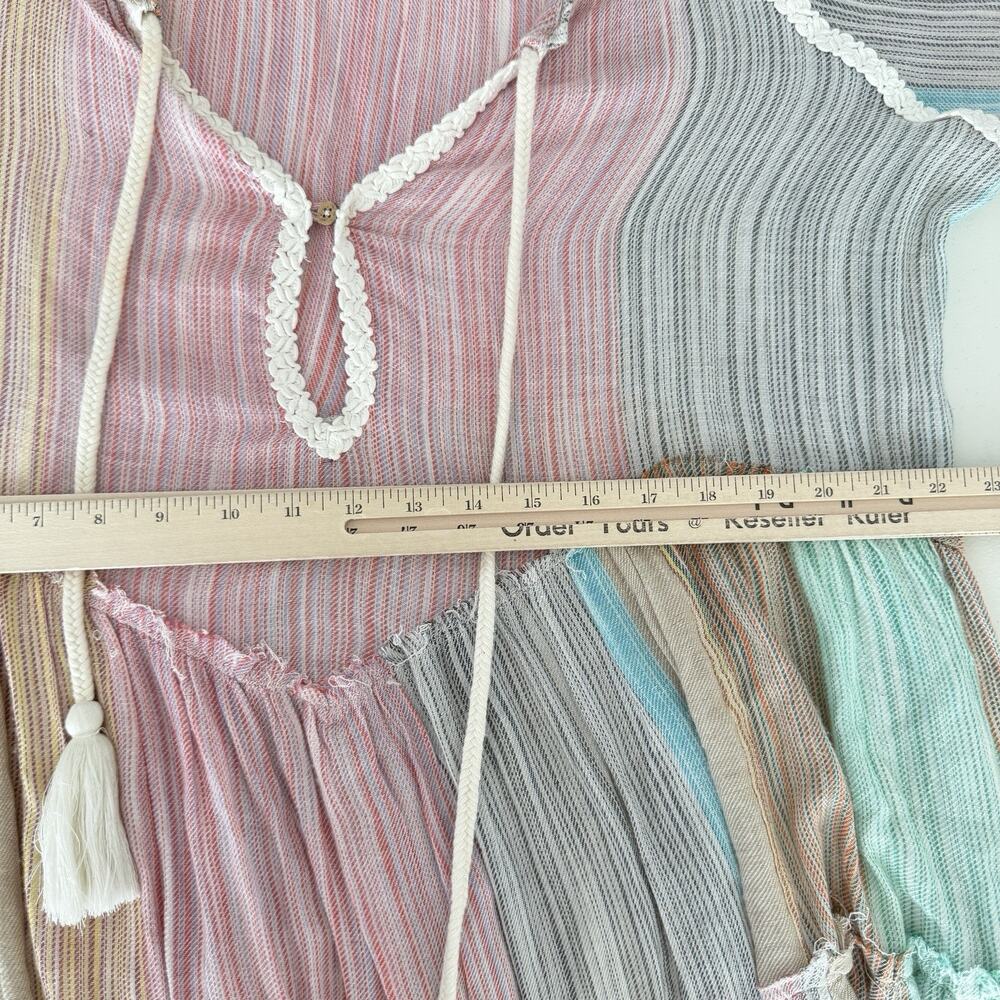 Free People In The Moment Dress Medium Patchwork Tiered Western Boho Angie Smith - Picture 12 of 12